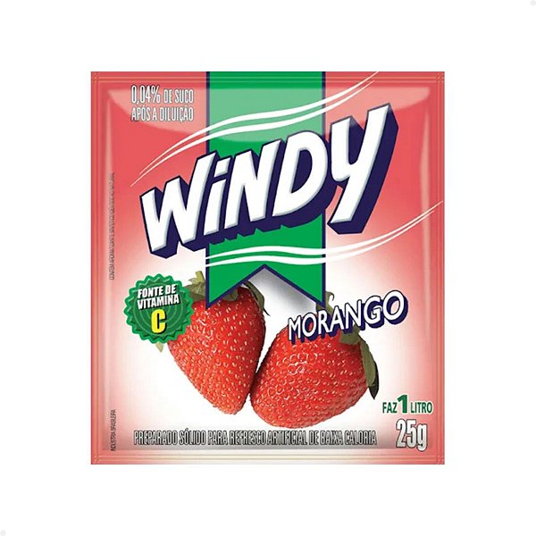 Refresco em Pó Windy Morango 25g - 15 Envelopes
