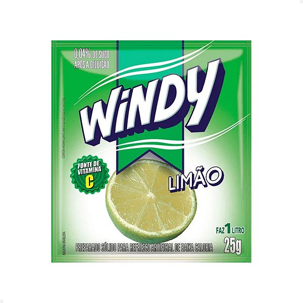 Refresco em Pó Windy Limão 25g - 15 Envelopes