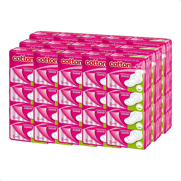 Absorvente Feminino Cotton - Caixa com 60 pacotes - Suave com abas