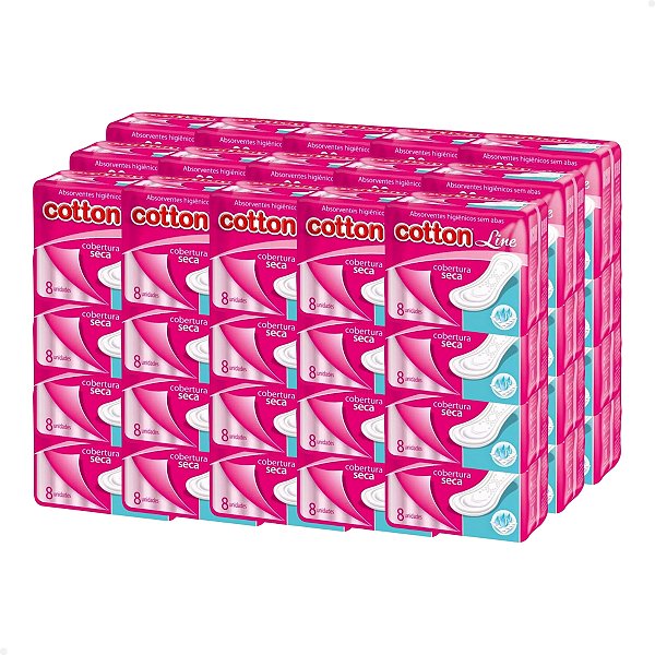 Absorvente Feminino Cotton - Caixa com 60 pacotes - Seca sem abas