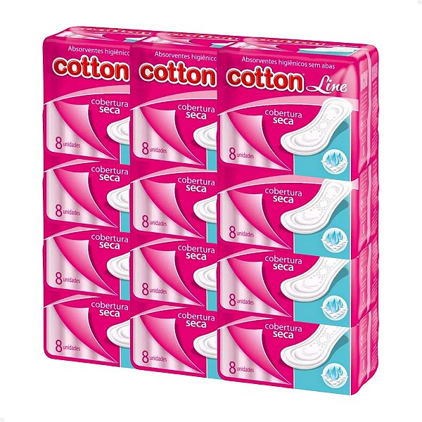 Absorvente Higiênico Cotton - Seca sem Abas - Kit com 12 Unidades