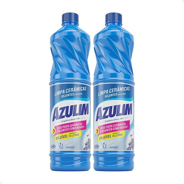 Kit com 2 unidades - Limpa Cerâmicas, Azulejos e Rejuntes Azulim Lavanda 1L