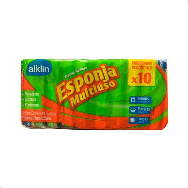 Esponja Multiuso Dupla Face Alklin - Com 10 unidades