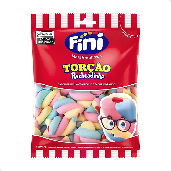Fini Marshmallows Torção Recheado Morango 250g