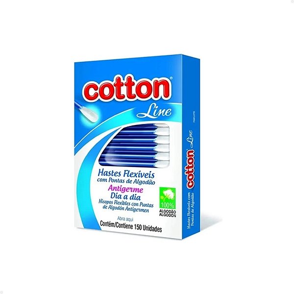 Cotonete Hastes Flexíveis Cotton Line com 150 Unid.