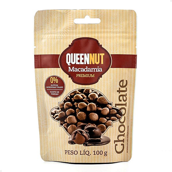 Macadâmia Drageada Chocolate Premium 100g - QueenNut #LeveMaisPagueMenos
