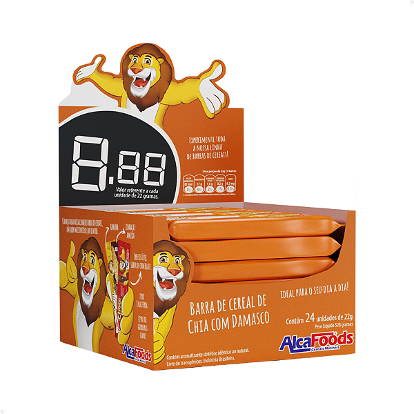 Barra de Cereal Alca Foods Chia com Damasco - 24 unidades de 22g
