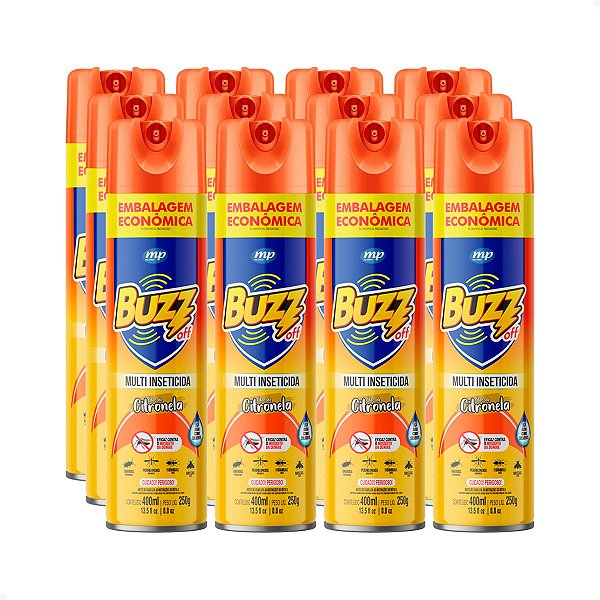 Fardo Econômico 12 Unidades – Multi-inseticida Buzz Off Citronela Aerossol 400ml