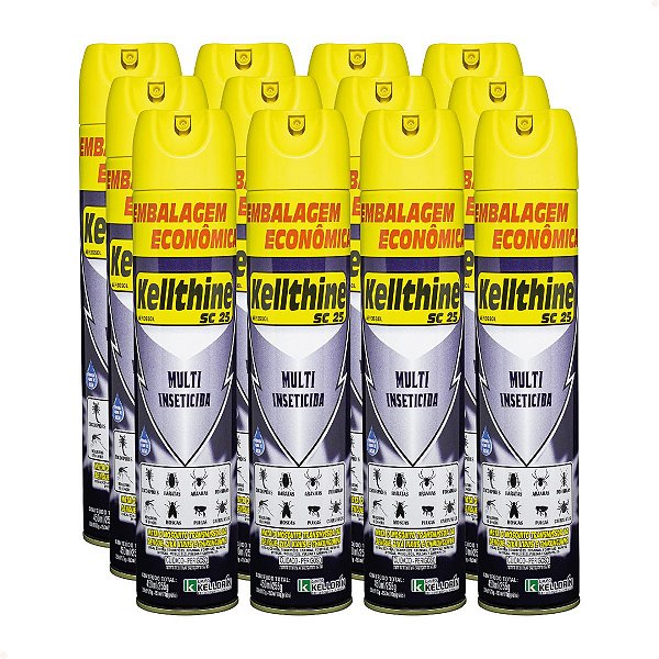 Fardo Econômico 12 Unidades – Kellthine SC-25 Aerossol Multi-inseticida 450ml