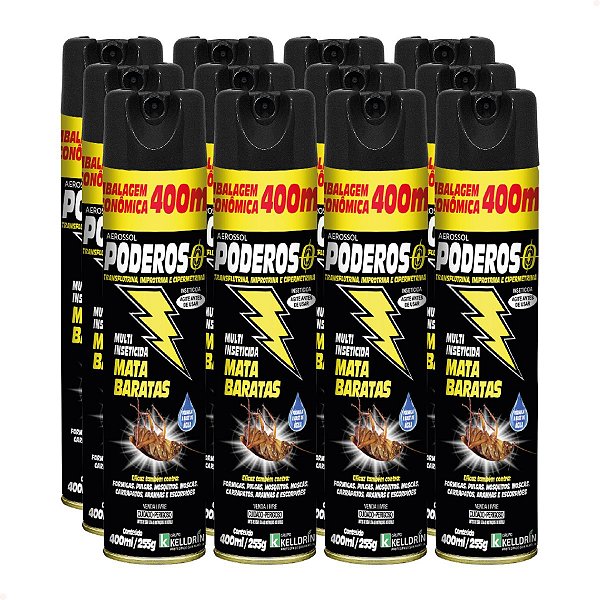 Fardo Econômico 12 Unidades – Inseticida Mata Baratas Poderoso 400ml