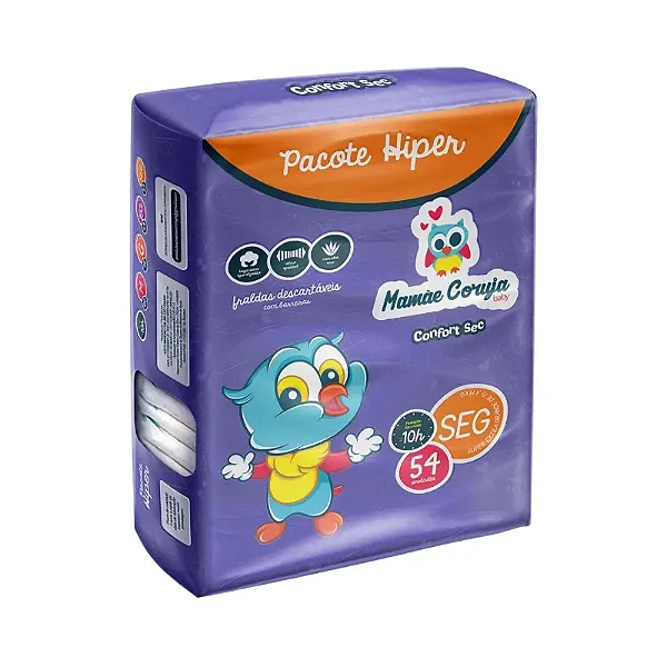 Fralda Infantil Mamãe Coruja Pacote Hiper XXG C/ 54
