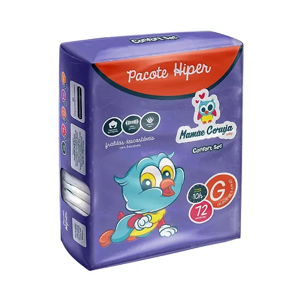 Fralda Infantil Mamãe Coruja Pacote Hiper G C/ 72