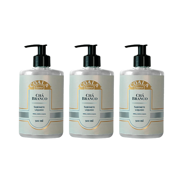 Kit com 3 Sabonete Líquido Coala Chá Branco 500ml