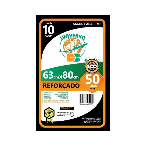 Sacos de Lixo Universo DB 63x80 50L C/ 10