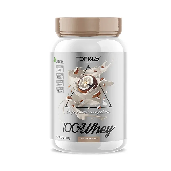 100% Whey Topway Pote 900g Coco C/ Baunilha