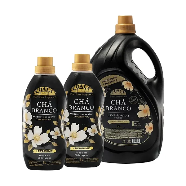 Kit Lavanderia Chá Branco - 2un Amaciantes 1L + 1un Lava-Roupas 5L