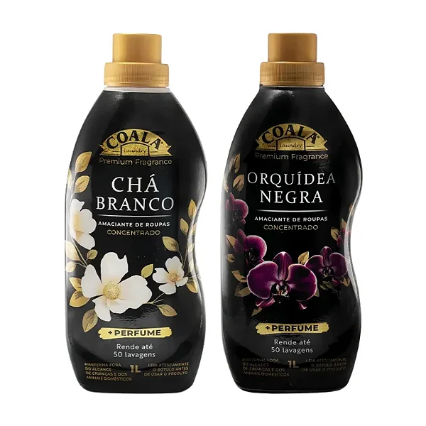 Kit Amaciantes Coala Laundry  2x1L - Chá Branco + Orquídea Negra