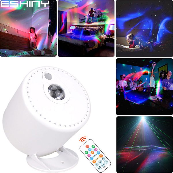 Eshiny- projetor a laser rgb com bateria recarregável de led, aurora, luz de c?