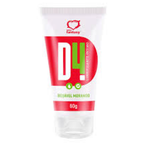 D4 Lubrificante Íntimo Beijável Sabor Morango 60G Sexy Fantasy