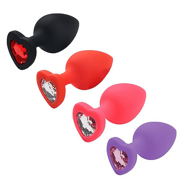 Plug Anal de Coração em Silicone Tamanho M
