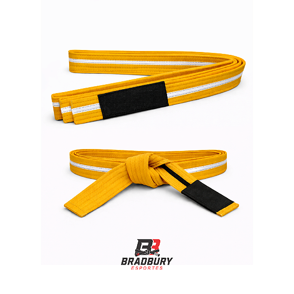 Faixa de Jiu-Jitsu Amarela Listra Branca Infantil
