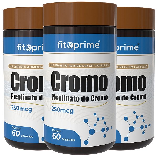 Kit 3 Potes de Cromo Picolinato 250mcg