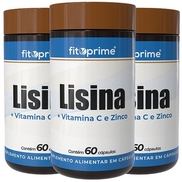Kit 3 Potes de Lisina + Vitamina C e Zinco Fitoprime