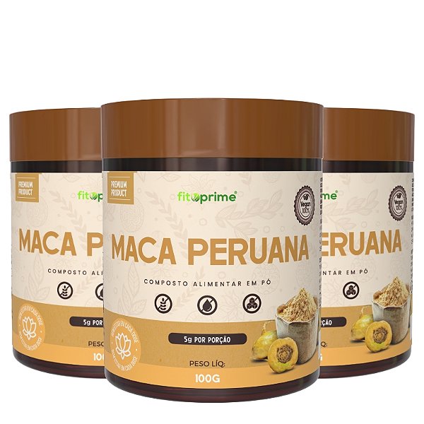 Kit 3 Potes de Maca Peruana Pura em Pó Fitoprime
