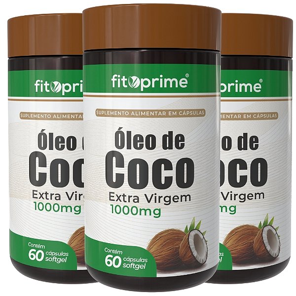 Kit 3 Potes de Óleo de Coco Extra Virgem Fitoprime