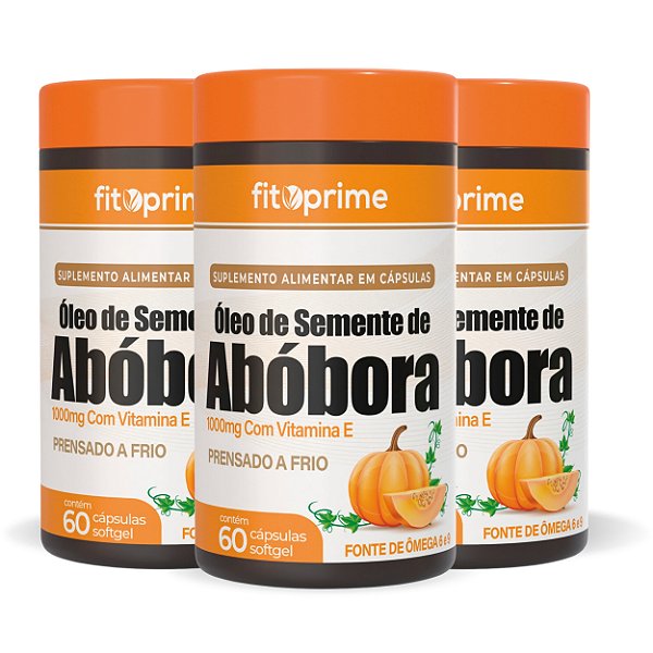 Kit 3 Potes de Óleo de Semente de Abóbora com Vitamina E Fitoprime