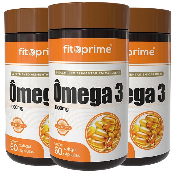 Kit 3 Potes de Ômega 3 60 Cápsulas Fitoprime