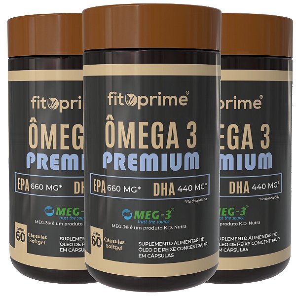 Kit 3 Potes de Ômega 3 Premium Concentrado - EPA 660MG e DHA 440MG Fitoprime