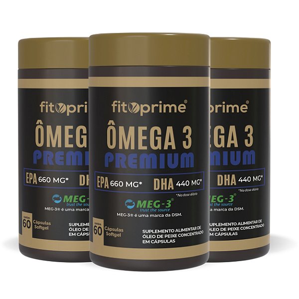 Kit 3 Potes de Ômega 3 Premium Concentrado - EPA 660MG e DHA 440MG Fitoprime