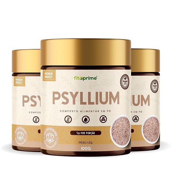 Kit 3 Potes de Psyllium Puro em Pó Fitoprime
