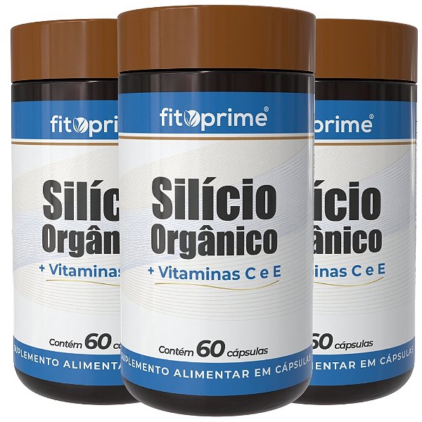 Kit 3 Potes de Silício Orgânico com Vitaminas C e E Fitoprime