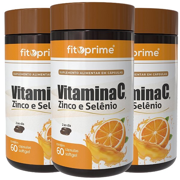 Kit 3 Potes de Vitamina C, Zinco e Selênio Fitoprime