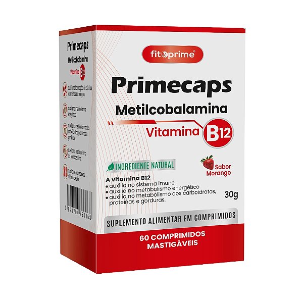 Vitamina B12 Metilcobalamina 60 Comprimidos Mastigáveis Fitoprime
