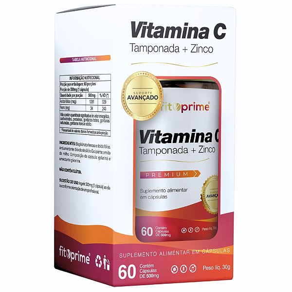 Vitamina C Tamponada + Zinco 60 Cápsulas Fitoprime
