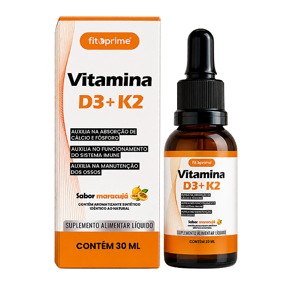 Vitamina D3 + K2 gotas 30ml sabor maracujá Fitoprime