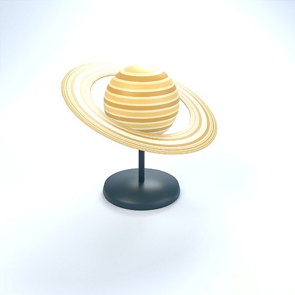 Planeta Saturno de Mesa com Anéis e Base