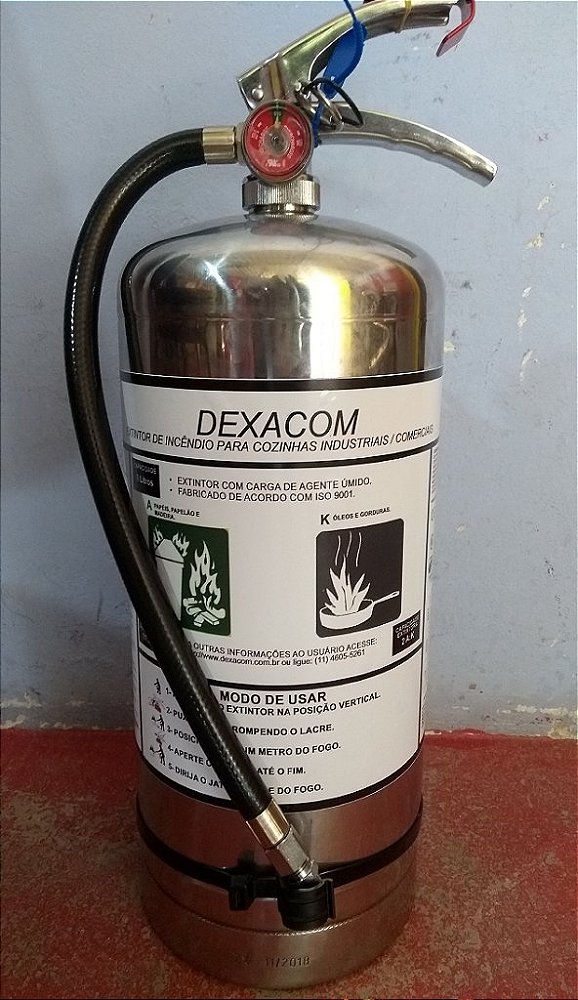 EXTINTOR CLASSE K PORTÁTIL 6 LITROS - VALIDADE DE 5 ANOS
