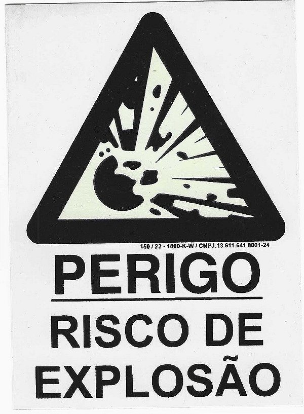 PLACA INDICATIVA - RISCO DE EXPLOSÃO