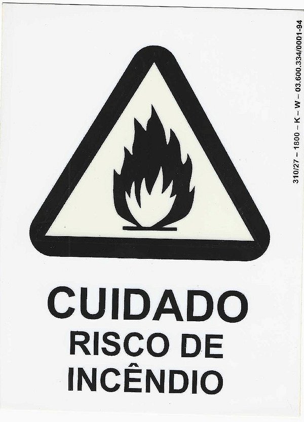 PLACA INDICATIVA - RISCO DE INCÊNDIO
