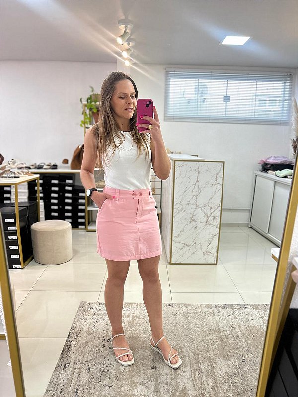 Short saia rosa bebê