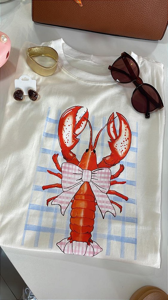 T-shirt alongada lagosta