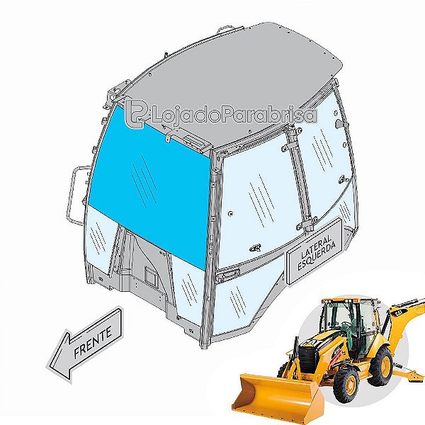 Vidro Parabrisa Superior Retroescavadeira Caterpillar 416E
