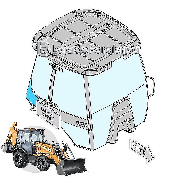 Vidro Inferior Lateral Traseiro Direito Retroescavadeira Case 580N