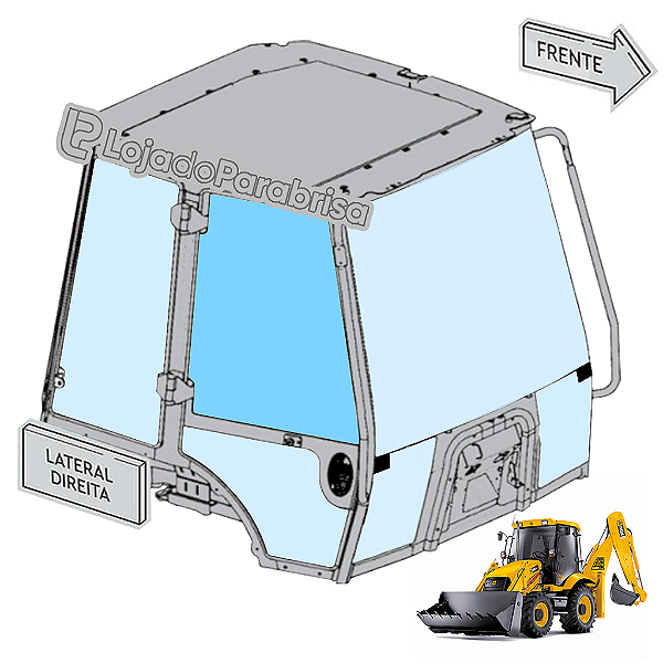 Vidro Superior da Porta Direita Retro JCB 3CX 334/Y0833