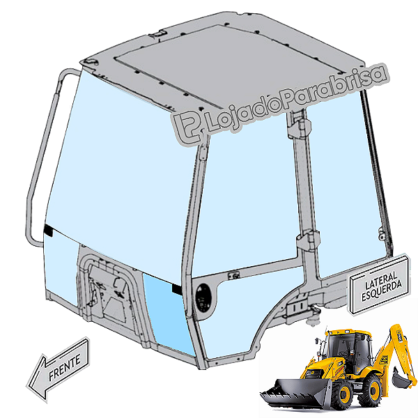Vidro Dianteiro Inferior Esquerdo Retro JCB 3CX 332/F4945