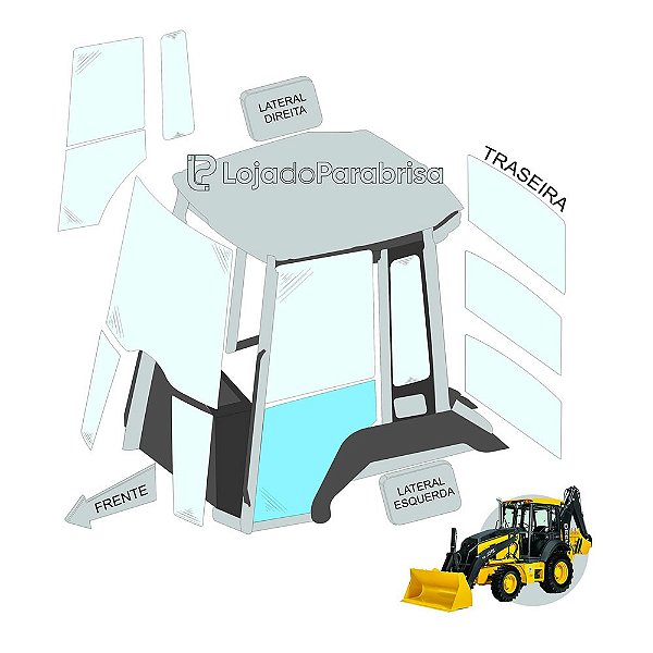 Vidro Inferior da Porta Esquerda - John Deere - 310K/310L - T214527